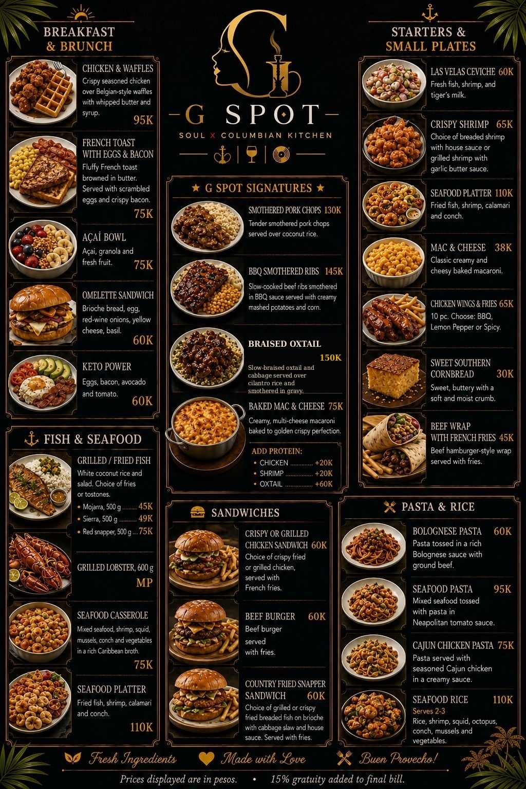 G SPOT English menu page 1